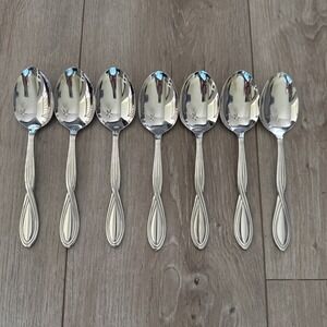 Oneida Axis Set of 7 Dinner Oval‎ Place Soup Spoons 7 1/4" USA Made